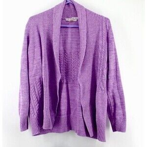 Allison Daley Purple Lavender Cardigan Sweater Sz Petite Large PL/G Long Sleeve